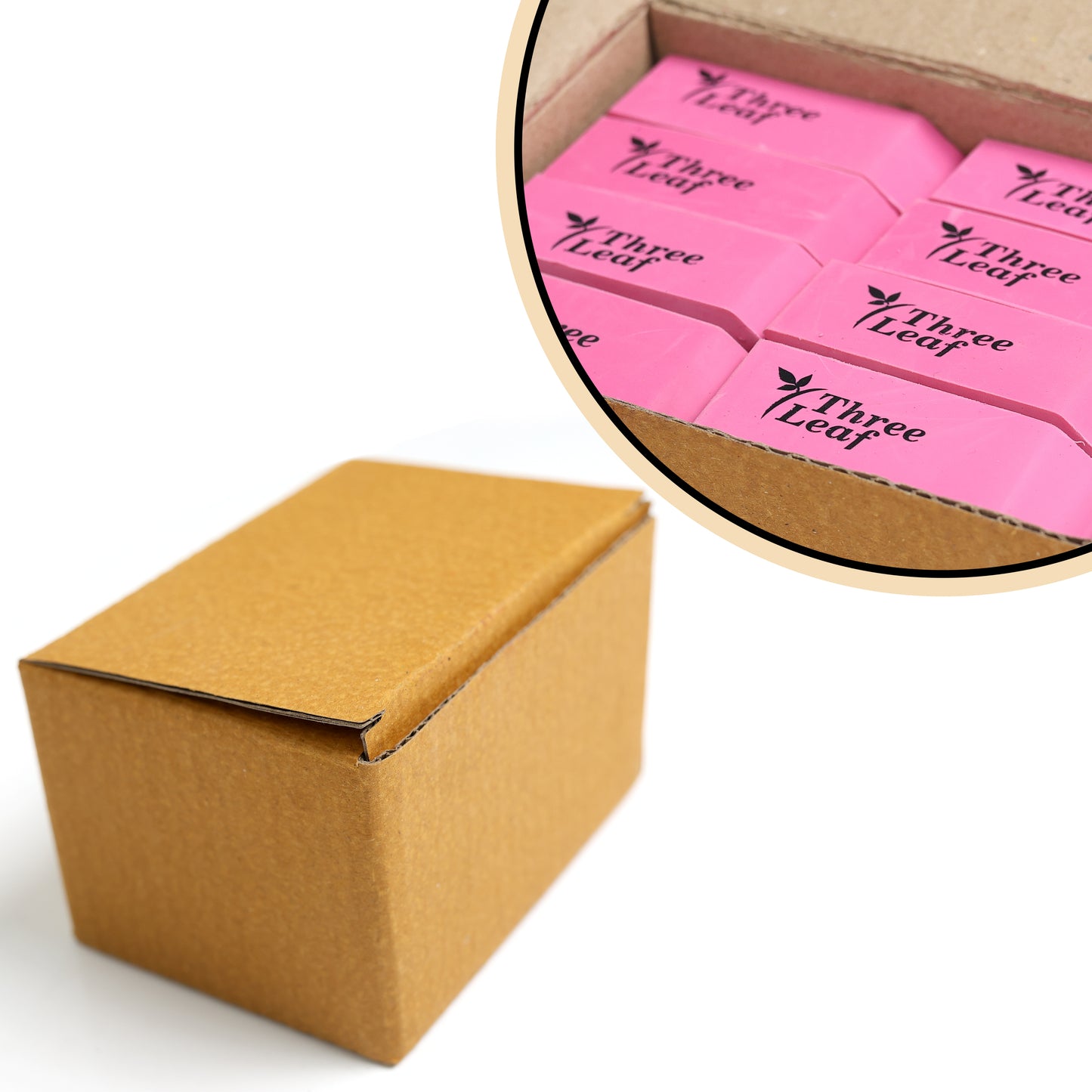 Three Leaf 48 Ct. Pink Bevel Eraser (12 Pack Per Case)