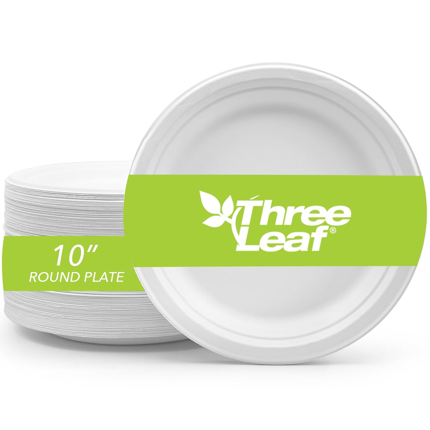 Three Leaf 10" Bagasse Round Plate