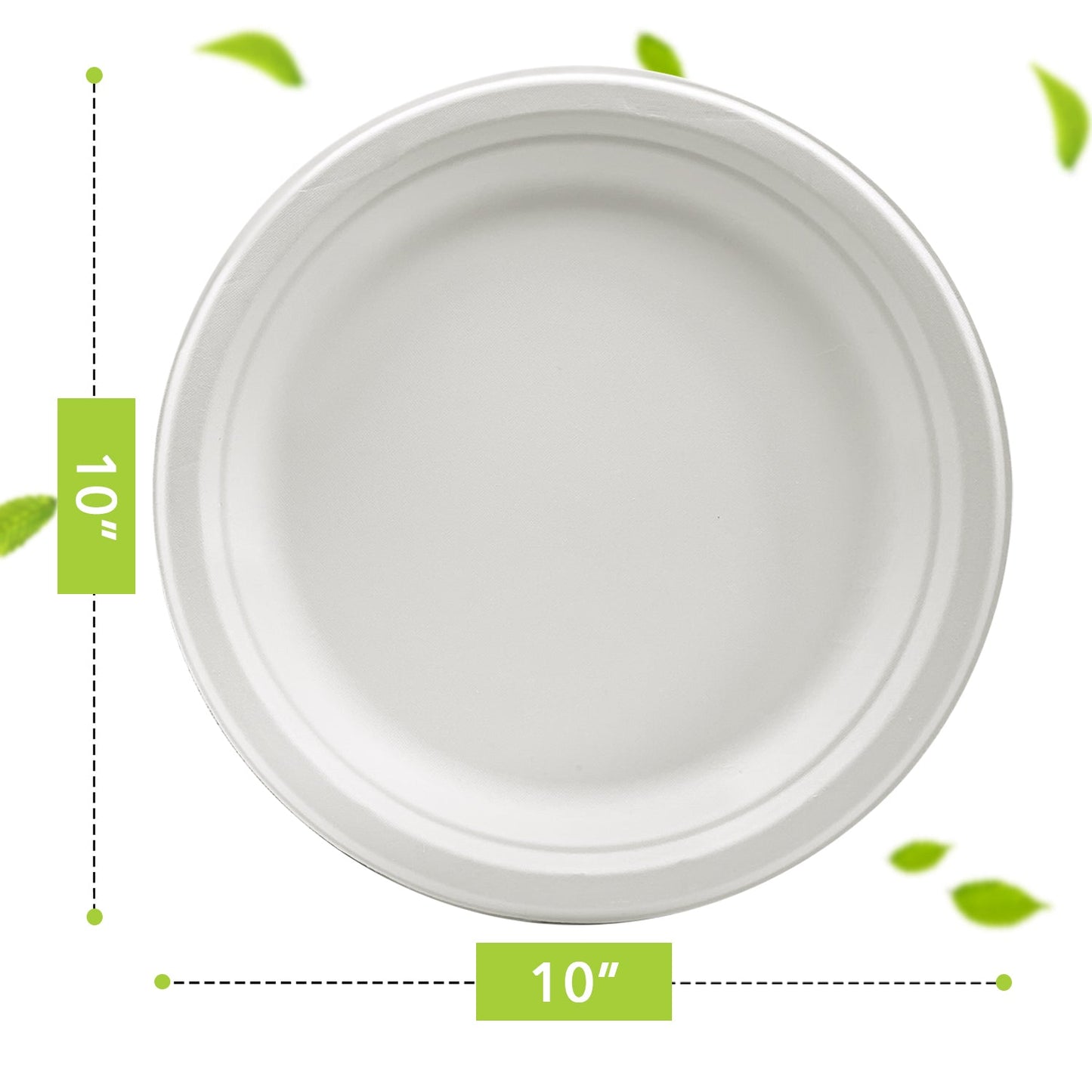 Three Leaf 10" Bagasse Round Plate