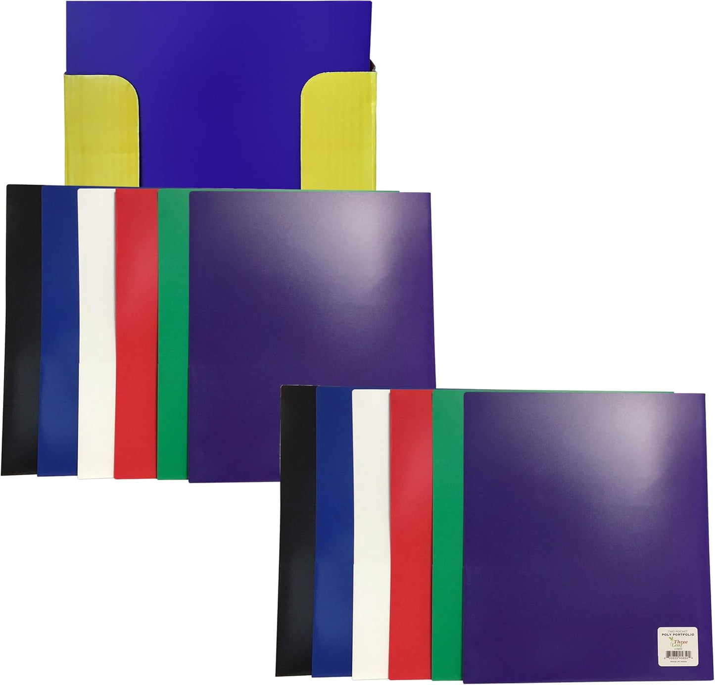 Three Leaf 2- Pocket Poly Portfolio With Prong, Solid Colors