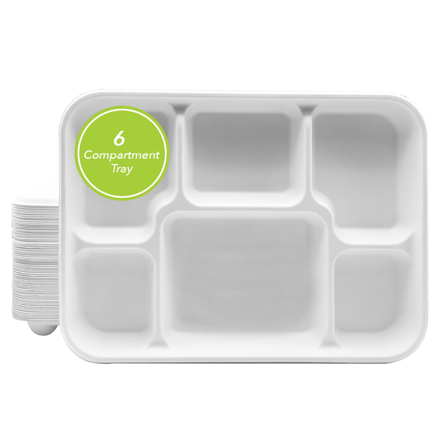 Three Leaf 6 Compartment Bagasse Meal Tray 400 Ct.