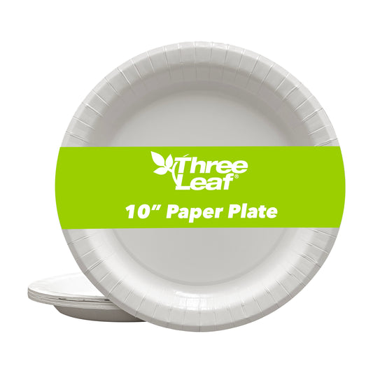 Three Leaf 10" Paper Plates, 240 Ct. (24 Packs Of 10) - White