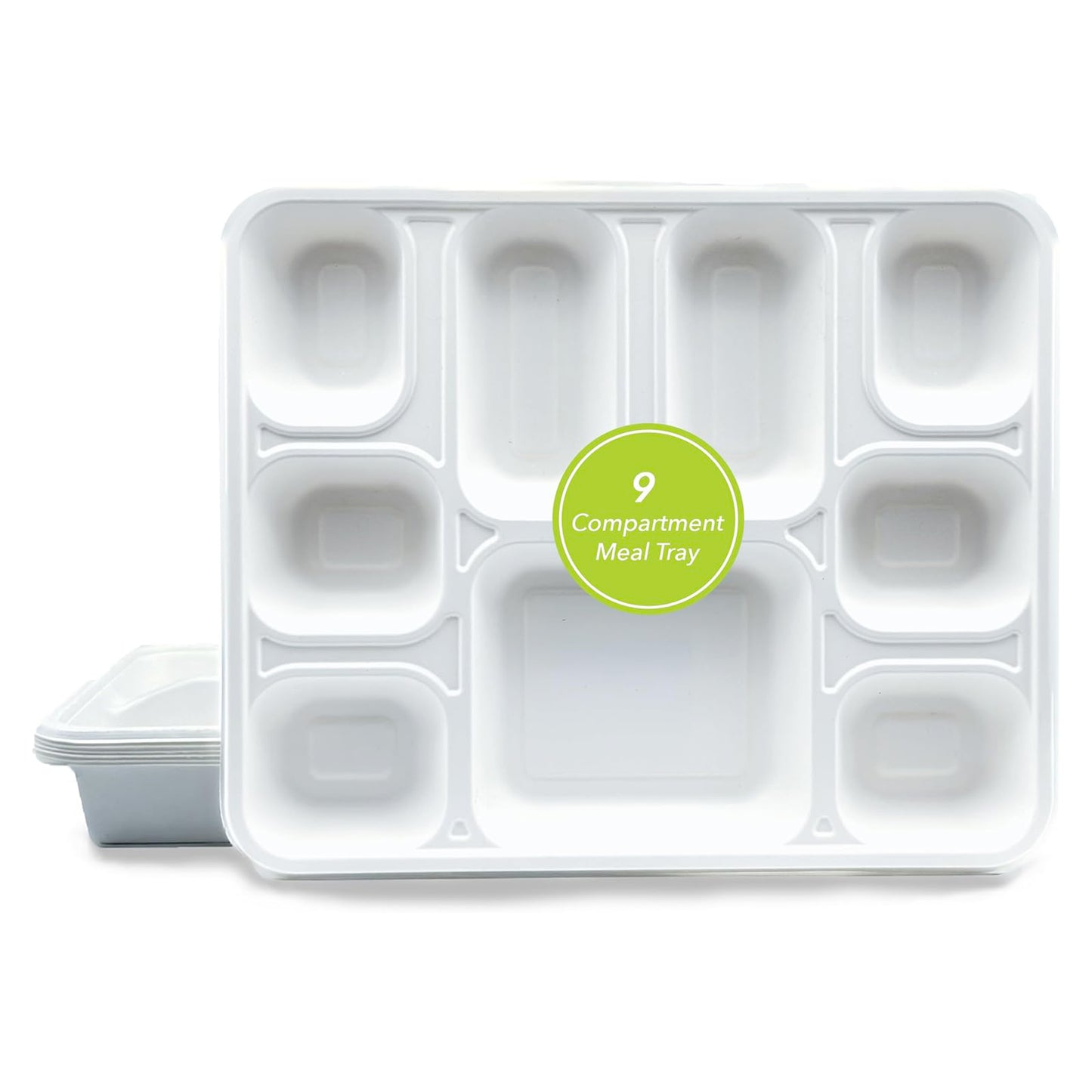 Three Leaf 9 Compartment Bagasse Rectangular Plate
