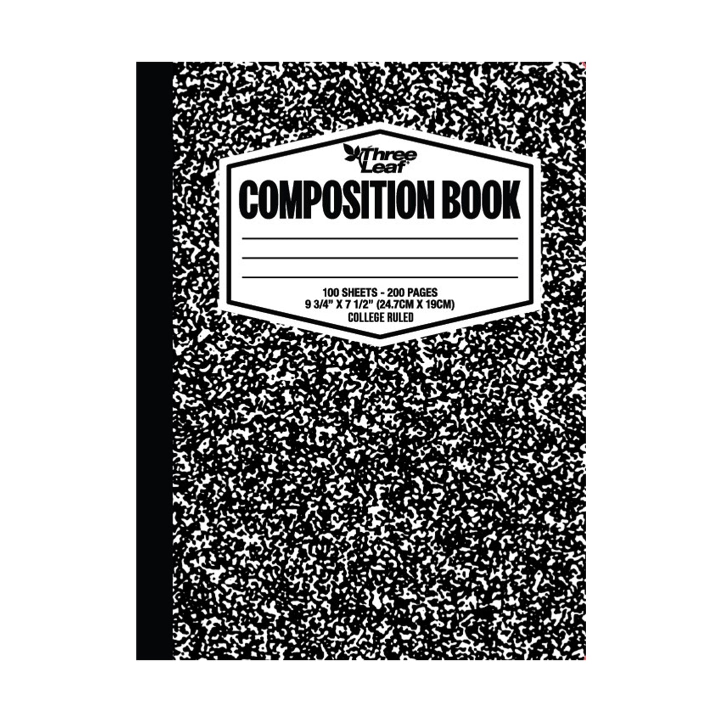 Three Leaf 100 Ct, 9-3/4 X 7-1/2, Black Marble Composition Notebook, College Ruled (48 Units Per Case)