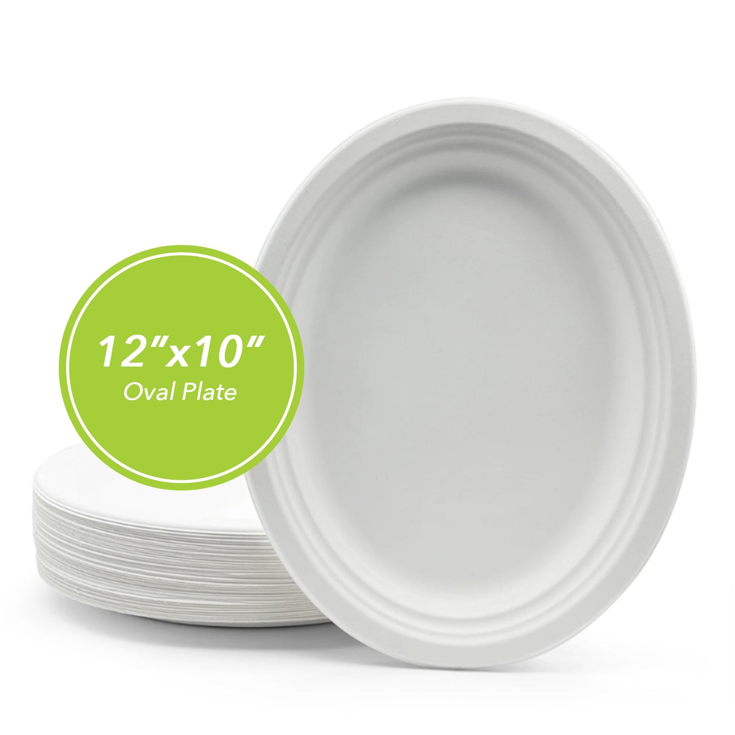 Three Leaf 12" X 10" Bagasse Oval Plate, 500 Ct.