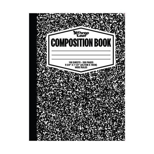 Three Leaf 100 Ct, 9-3/4 X 7-1/2, Composition Notebook,  Wide Ruled (48 Units Per Case)