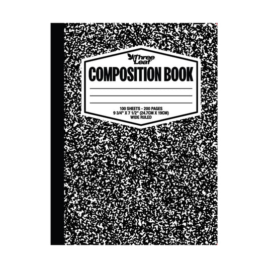Three Leaf 100 Ct, 9-3/4 X 7-1/2, Composition Notebook,  Wide Ruled