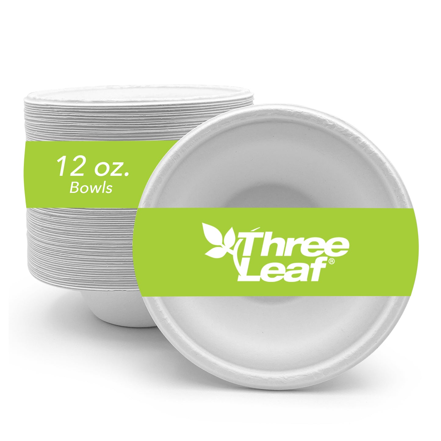 Three Leaf 12 Oz (355 Ml) Bagasse Bowl, 1000 Ct.