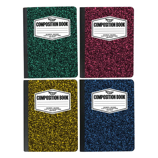 Three Leaf 100 Ct,  9 3/4 X 7 1/2, Color Composition Notebook, Wide Ruled