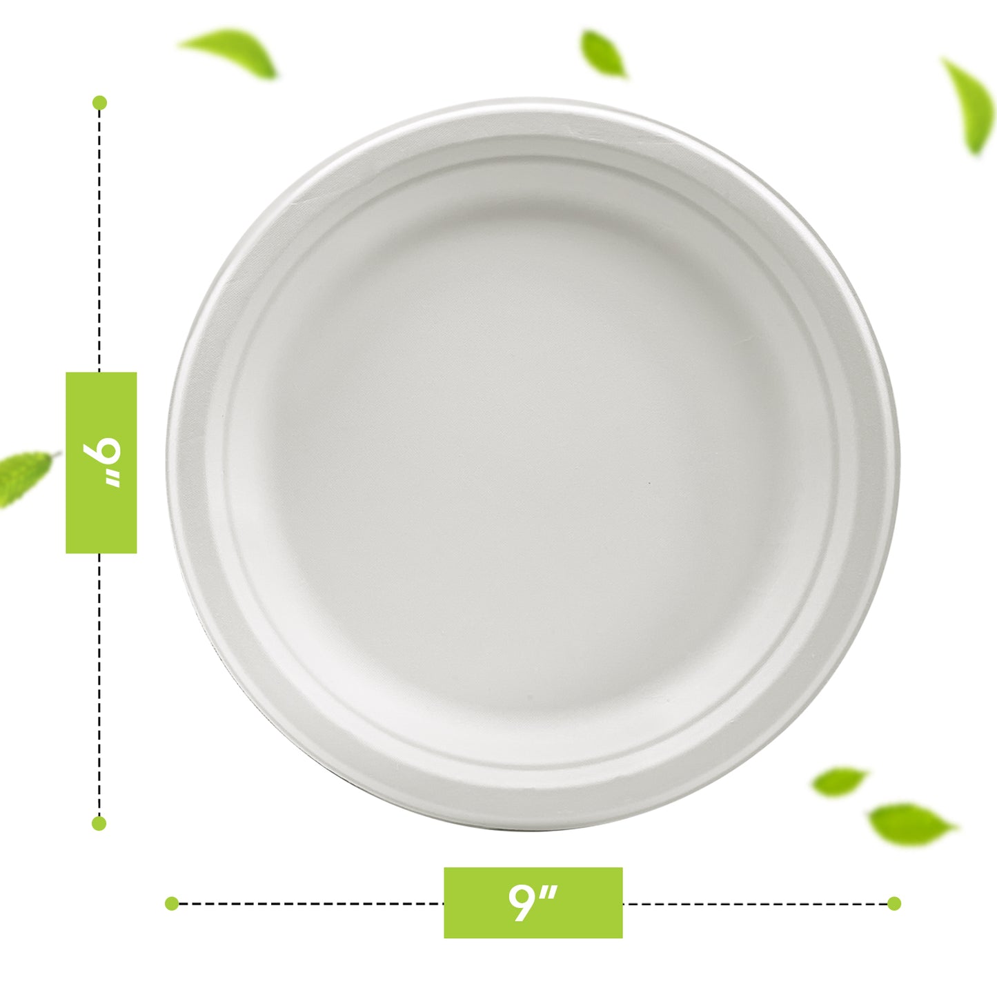 Three Leaf 9" Bagasse Round Plate, 500 Ct.