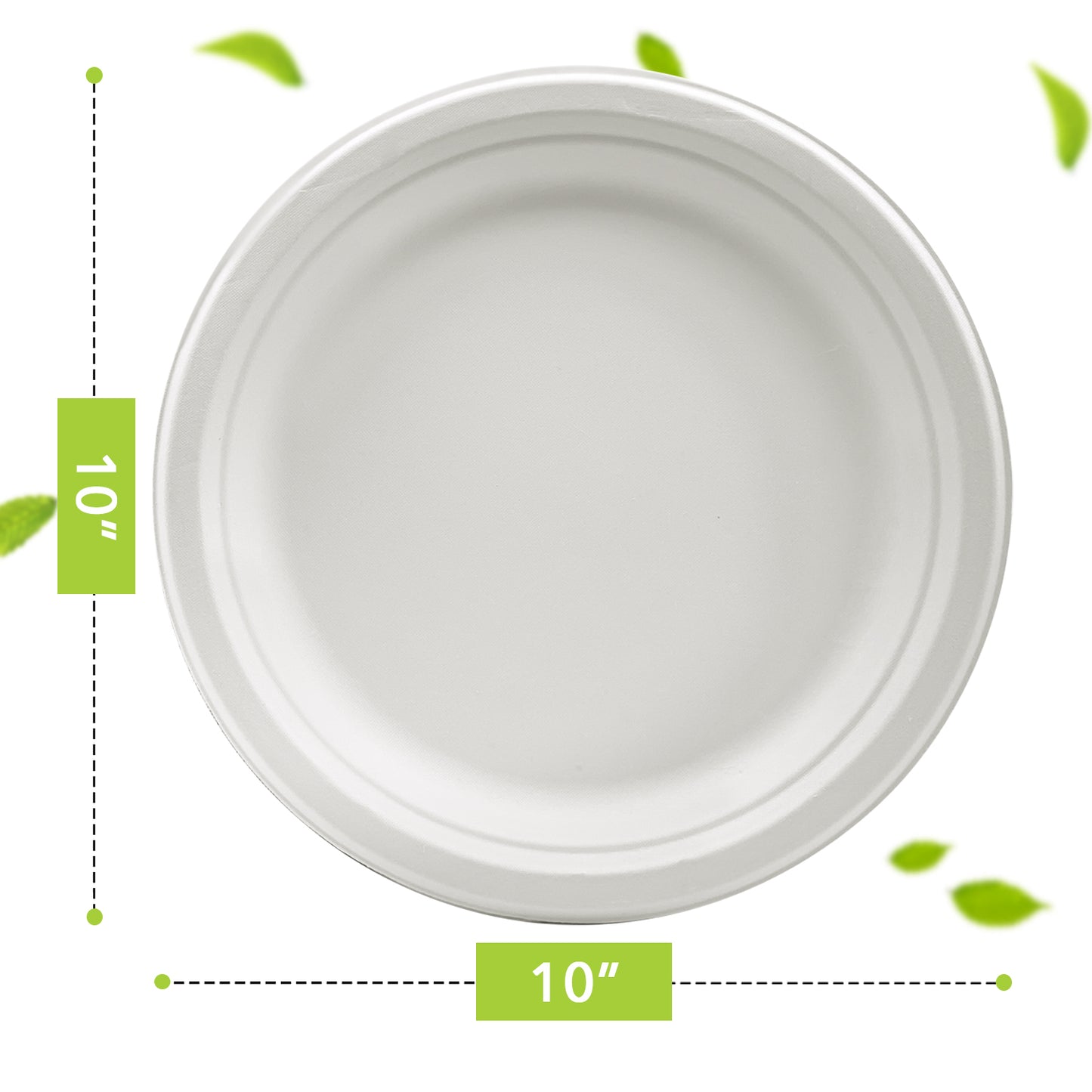Three Leaf 10" Bagasse Round Plate, 500 Ct.