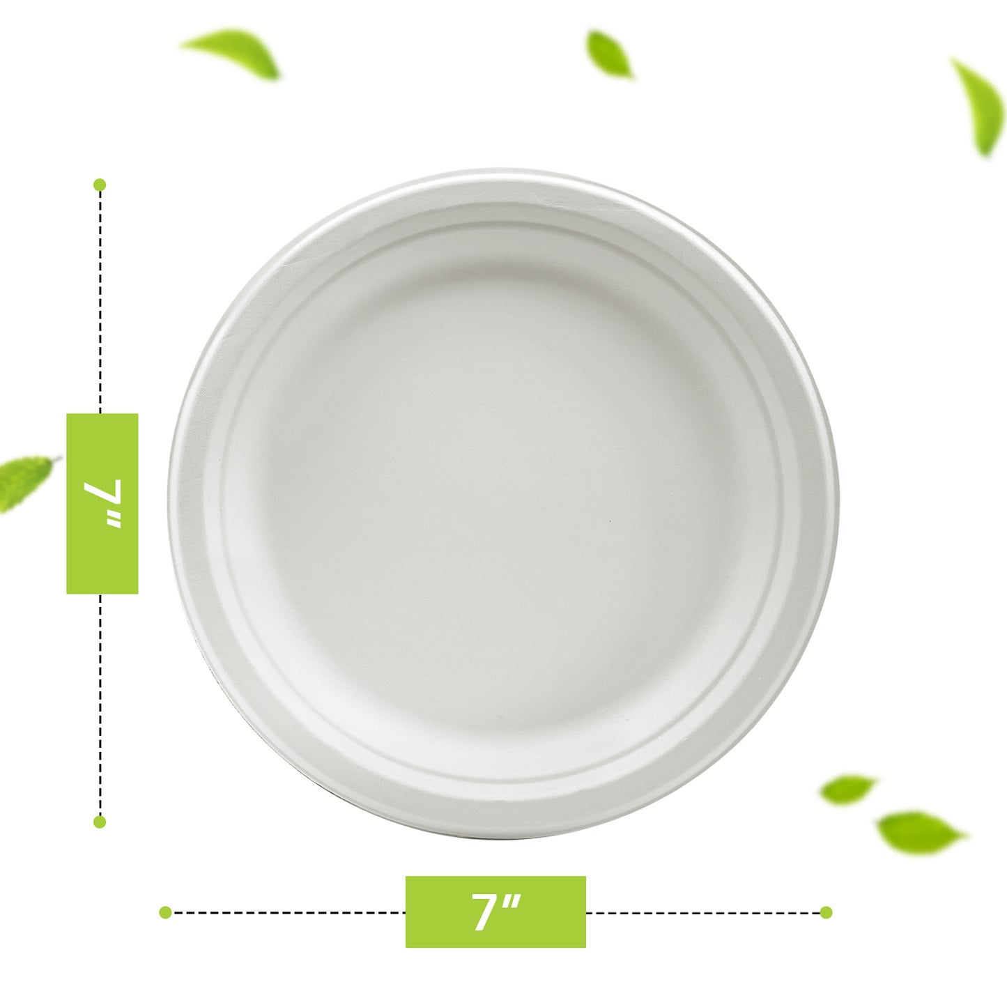 Three Leaf 7" Bagasse Round Plate, 1000 Ct.