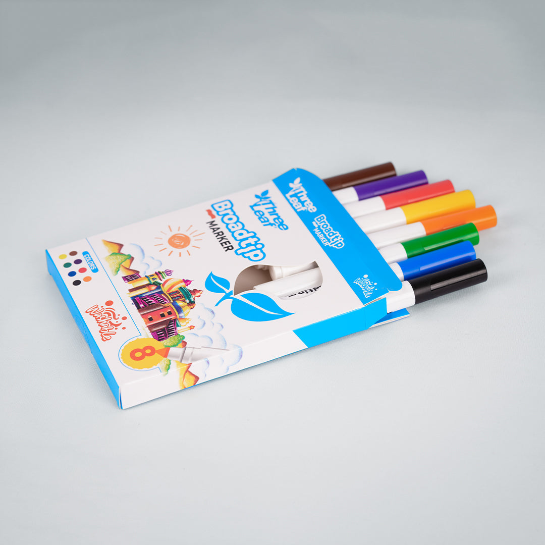 Three Leaf Broadline Coloring Marker, 8 CT Assorted