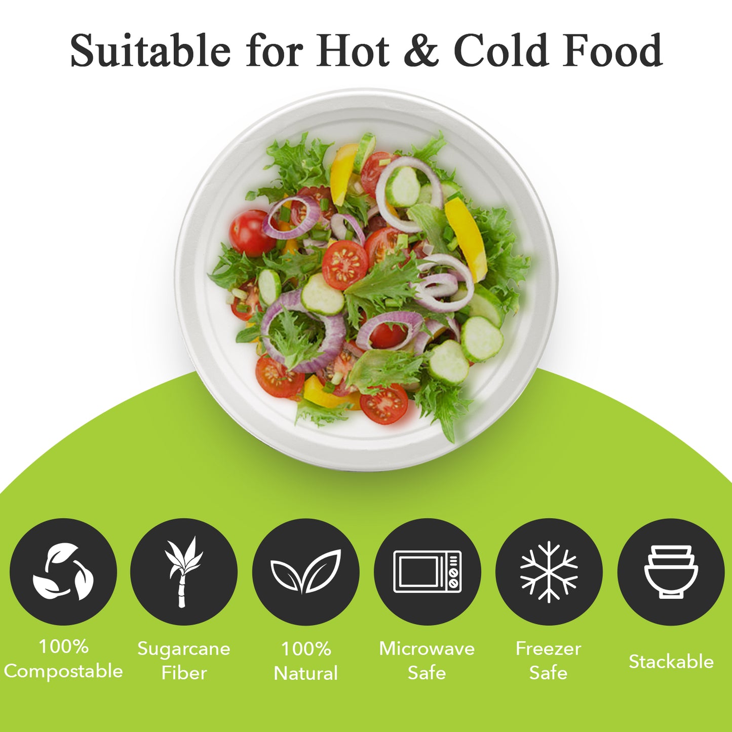 Three Leaf 7" Bagasse Round Plate, 1000 Ct.