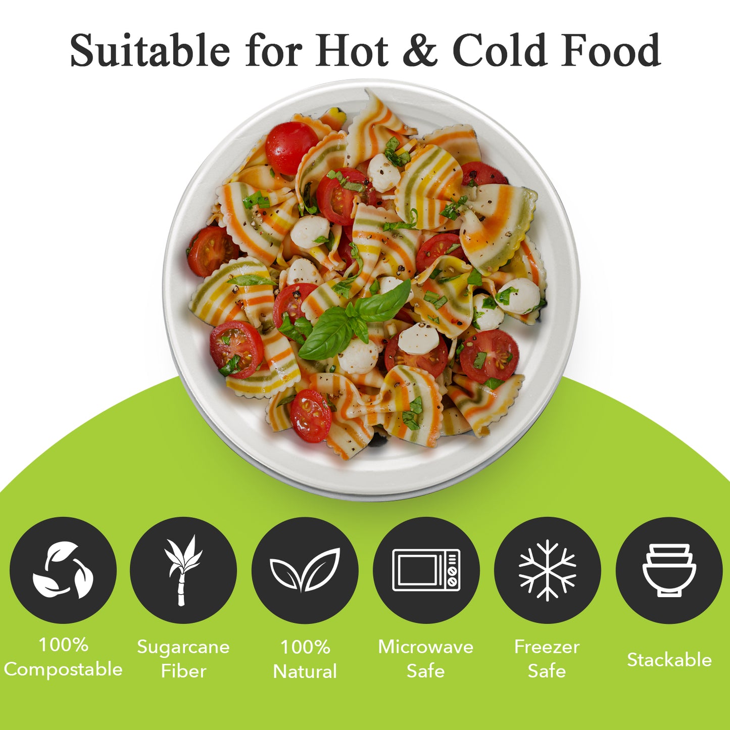 Three Leaf 10" Bagasse Round Plate, 500 Ct.