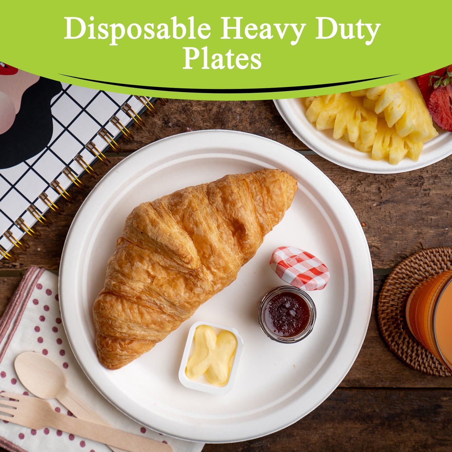 Three Leaf 9" Bagasse Round Plate, 500 Ct.