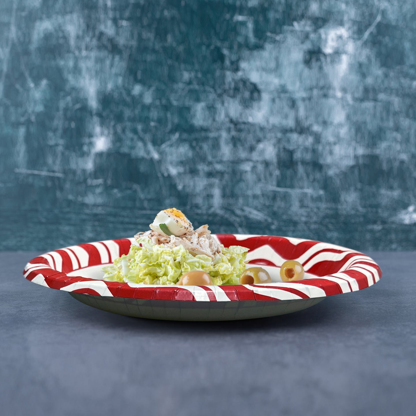 Three Leaf 10" Paper Plates, 240 Ct. (24 Packs Of 10) - Red Strips