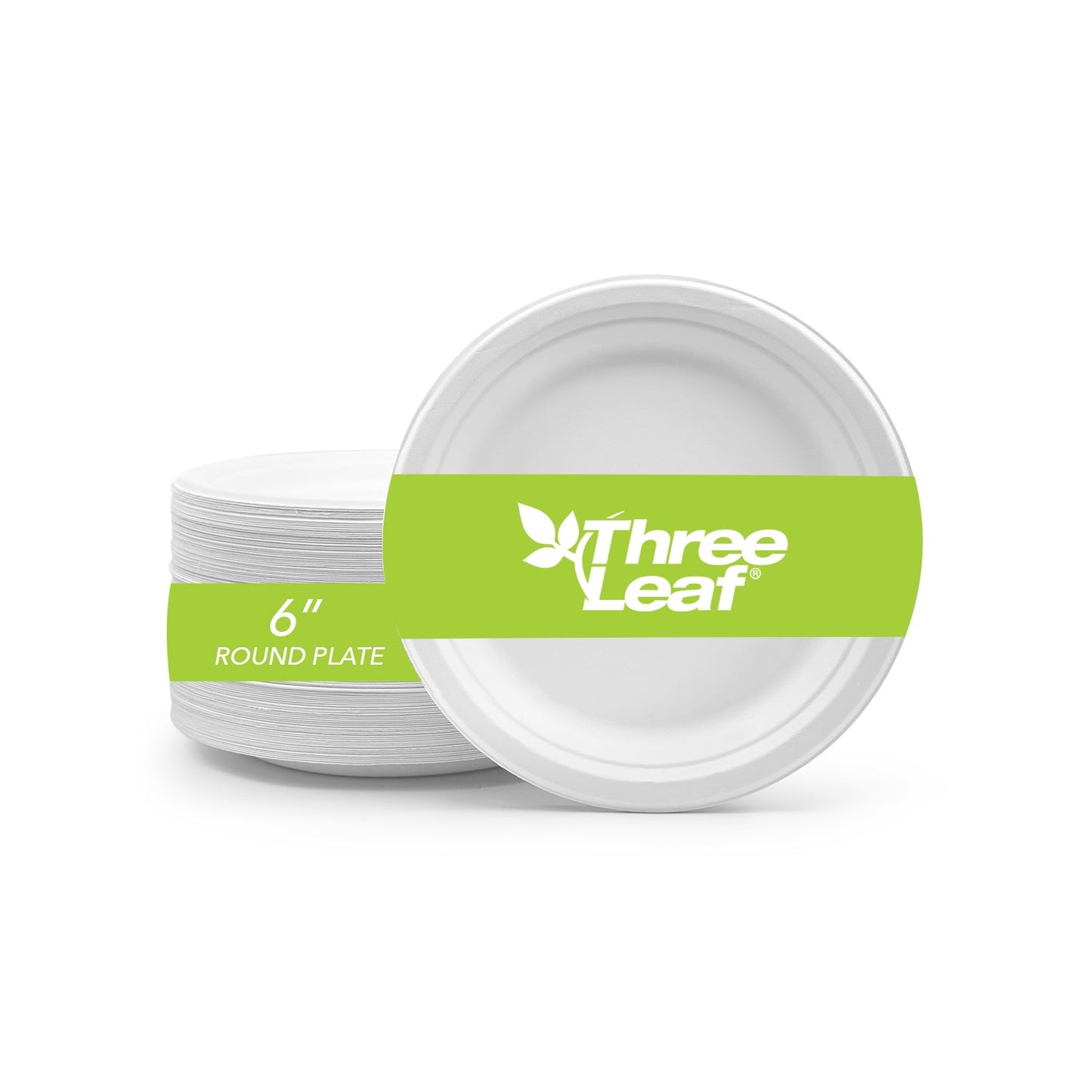Three Leaf 6" Bagasse Round Plate