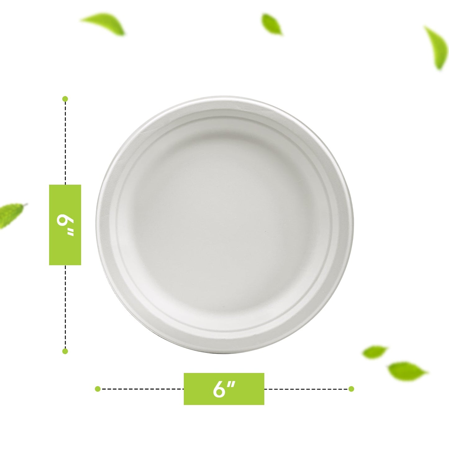 Three Leaf 6" Bagasse Round Plate