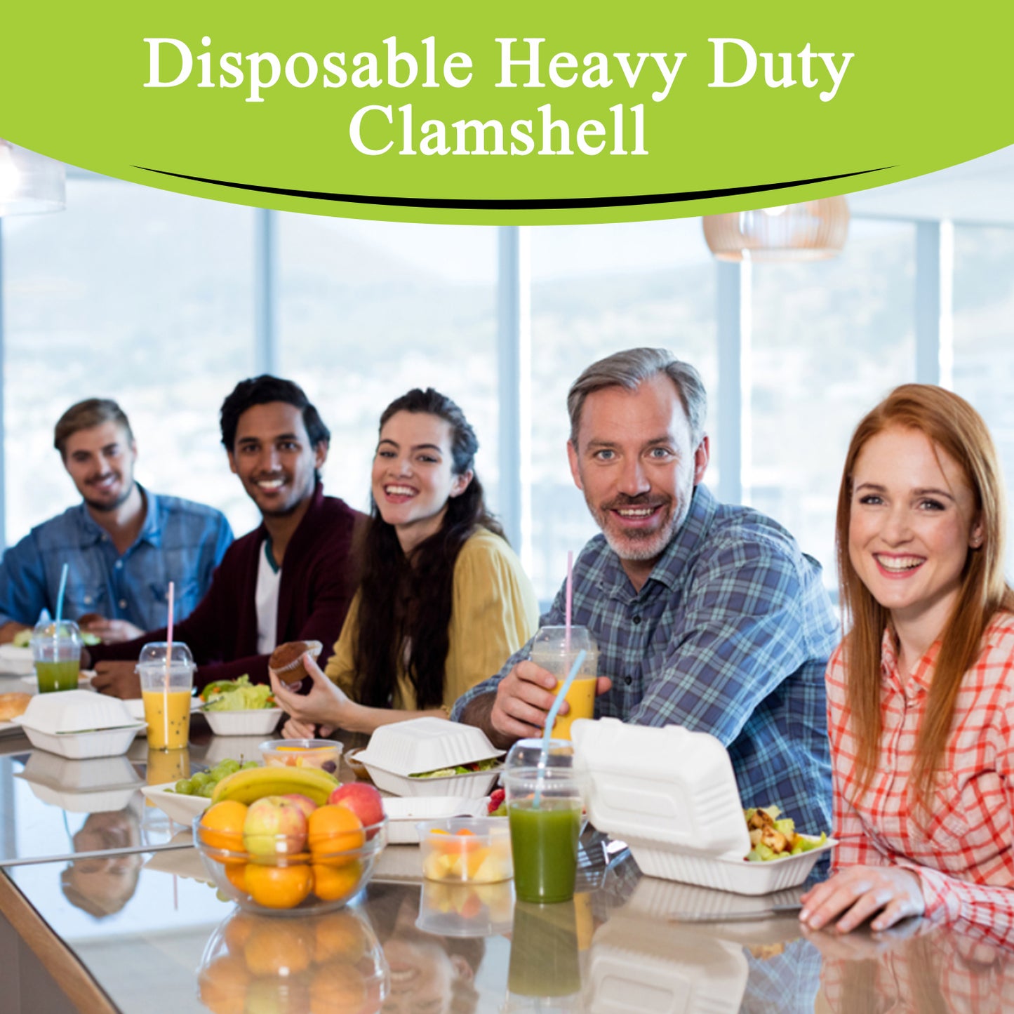 Three Leaf 9" X 6" 1 Compartment Bagasse Clamshell, 200 Ct.