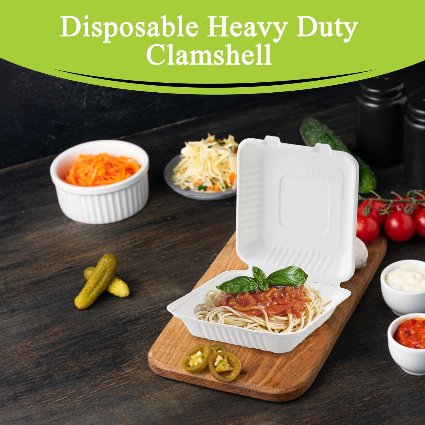 Three Leaf 9" X 9" 1 Compartment Bagasse Clamshell, 200 Ct.
