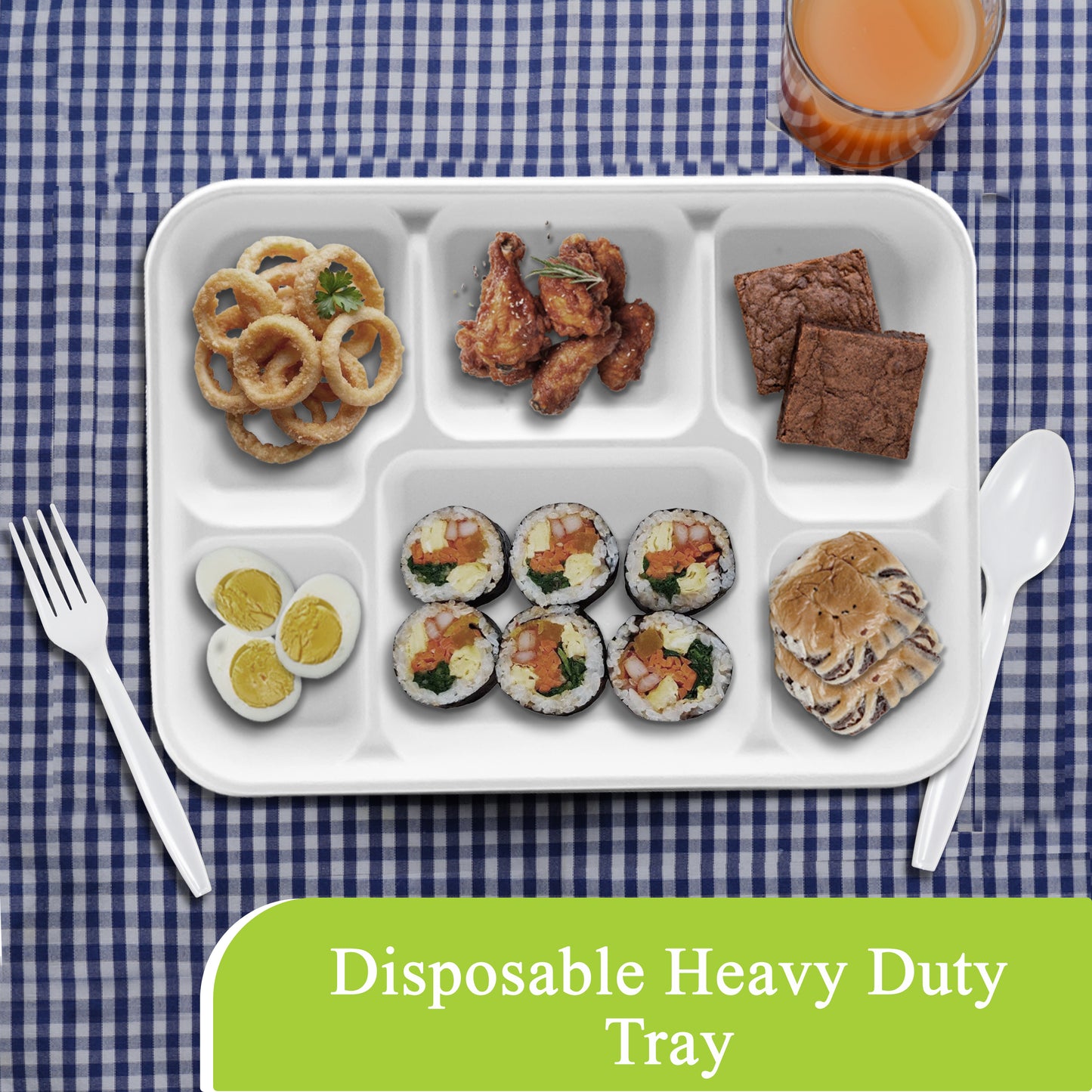 Three Leaf 6 Compartment Bagasse Meal Tray 400 Ct.