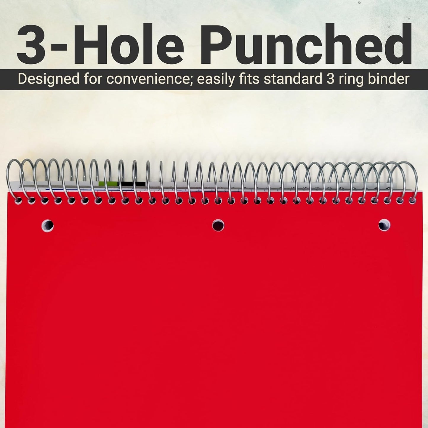 Three Leaf 100 Ct, 11 X 8 1/2, 1 Subject Poly Cover Spiral Notebook, College Ruled, Pocket Divider, Black, Blue, Green, Red.