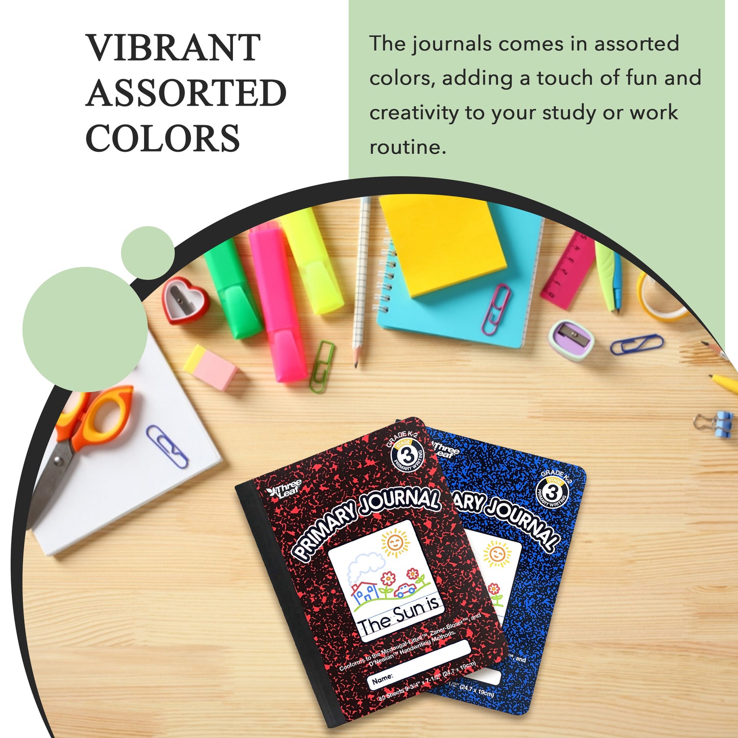 Three Leaf 80 Ct 9 3/4 X 7 1/2 Composition Notebook 700 GSM Primary Ruled