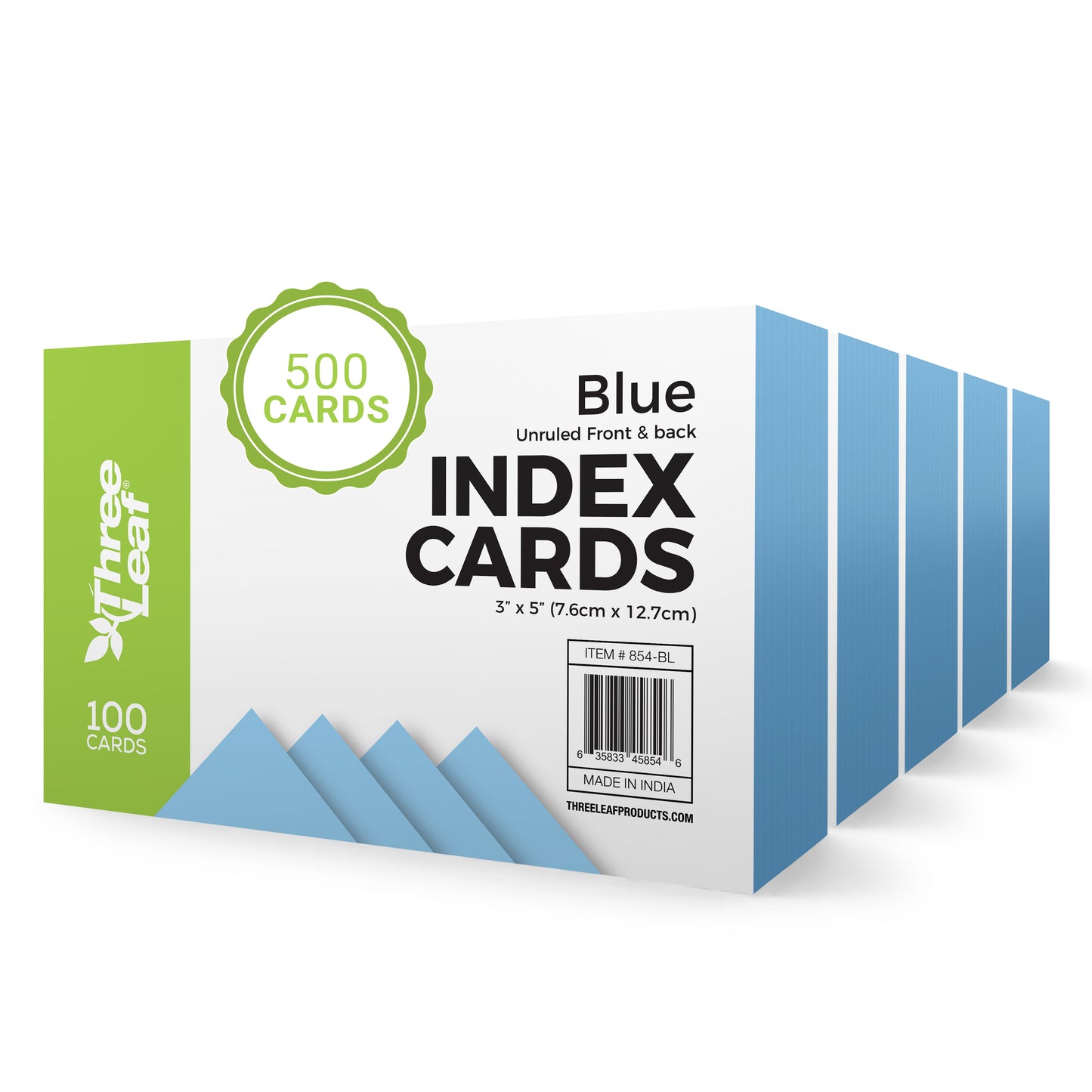 Three Leaf 100 Ct. 3 X 5, Index Cards Unruled, Blue