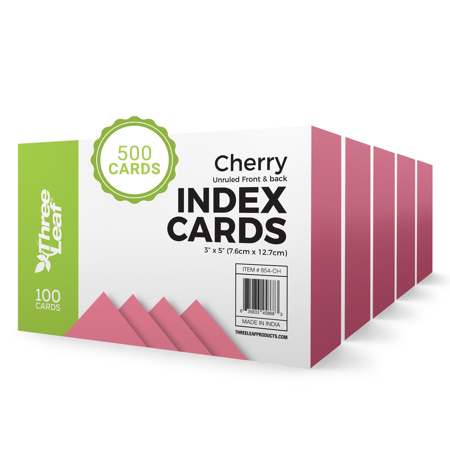 Three Leaf 100 Ct. 3 X 5, Index Cards Unruled, Cherry
