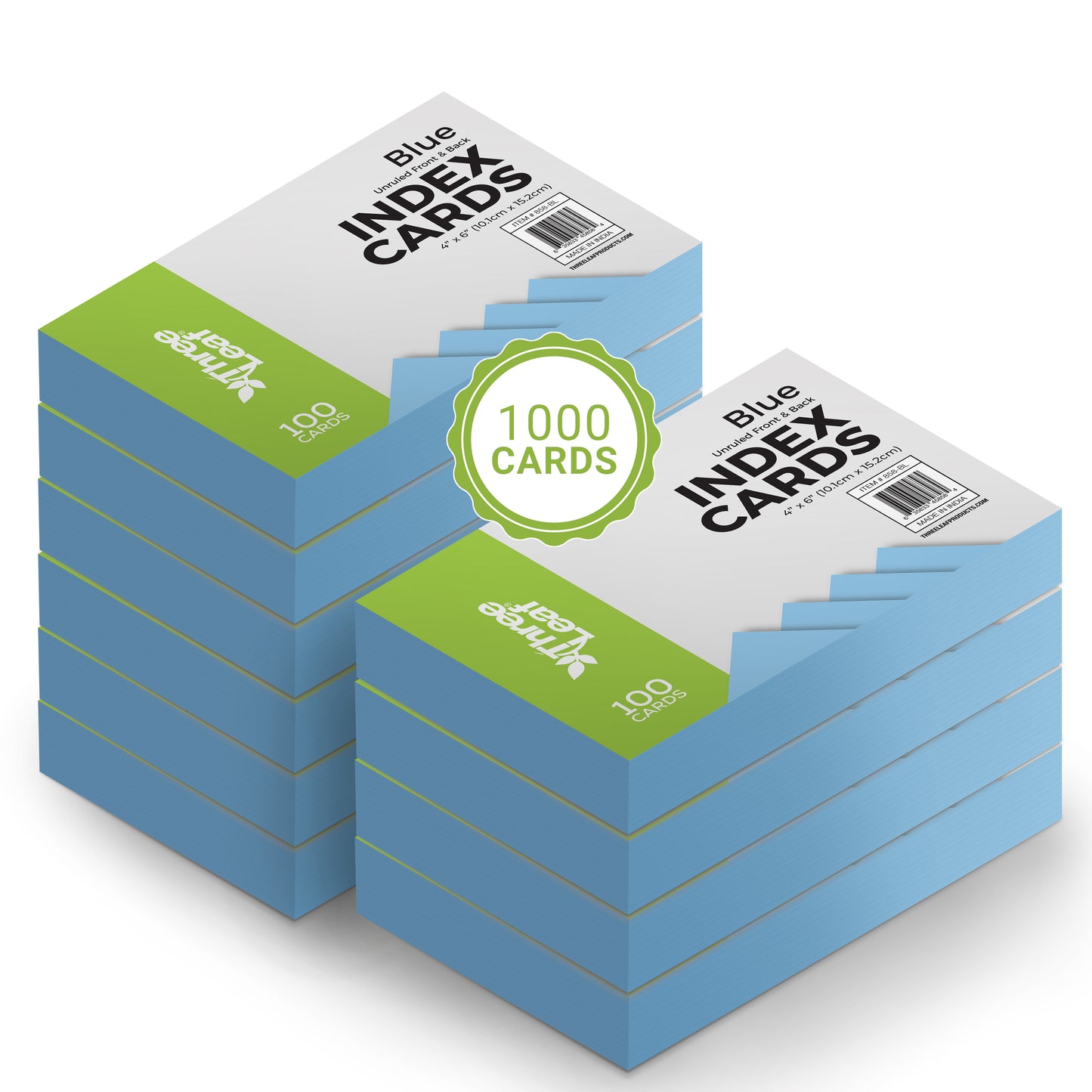 Three Leaf 100 Ct. 4 X 6, Index Cards Unruled, Blue