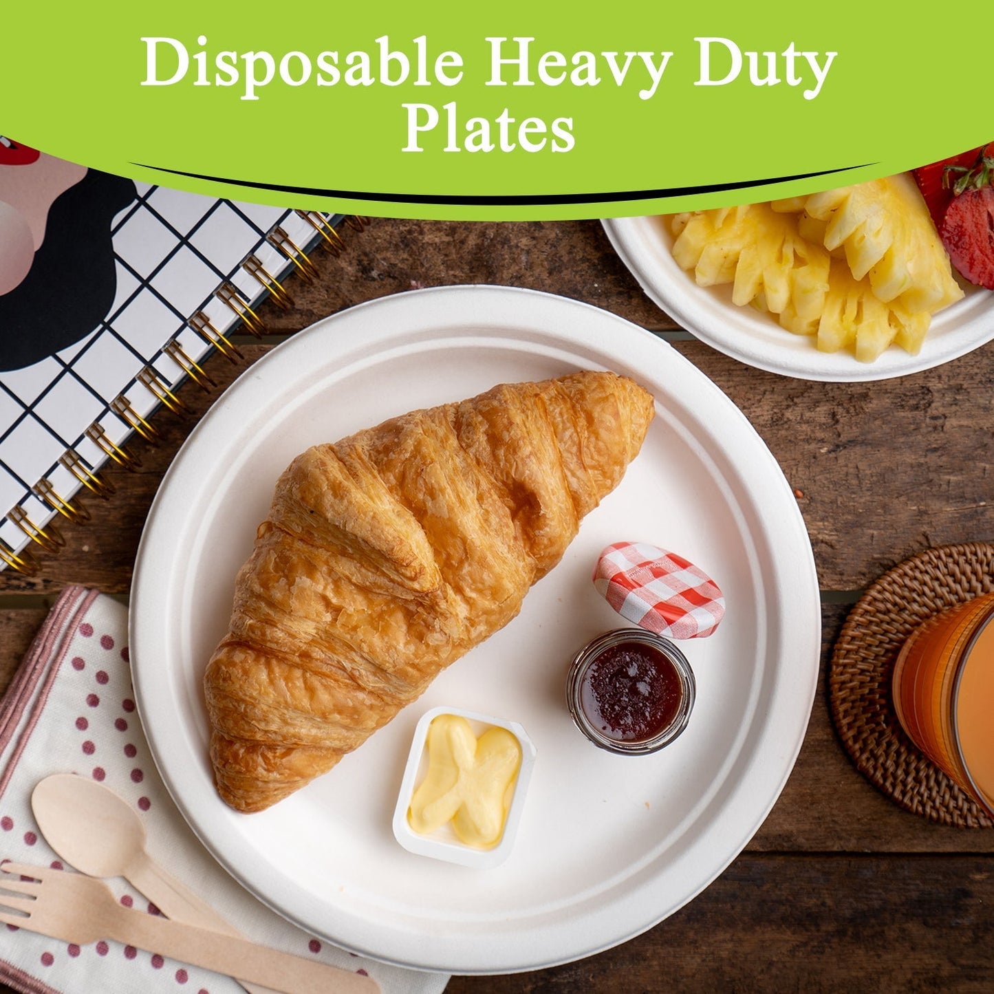 Three Leaf 9" Bagasse Round Plate