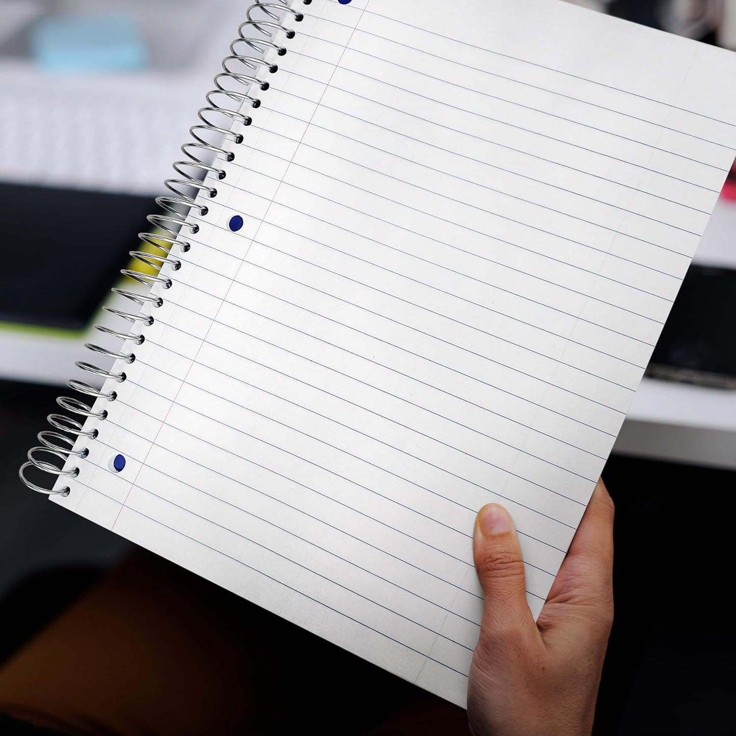 Three Leaf 150 Ct, 10 1/2 X 8, 3-Subject Poly Cover Spiral Notebooks, Wide Ruled, Pocket Divider, Black, Blue, Green, Red.