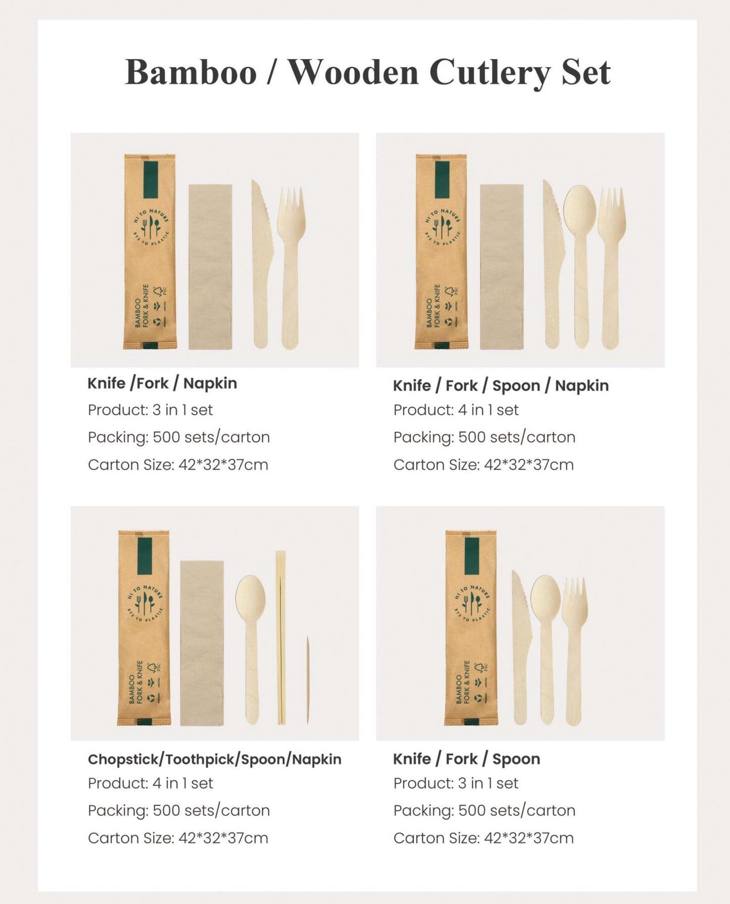 Wooden Knife, Spoon and Fork Set