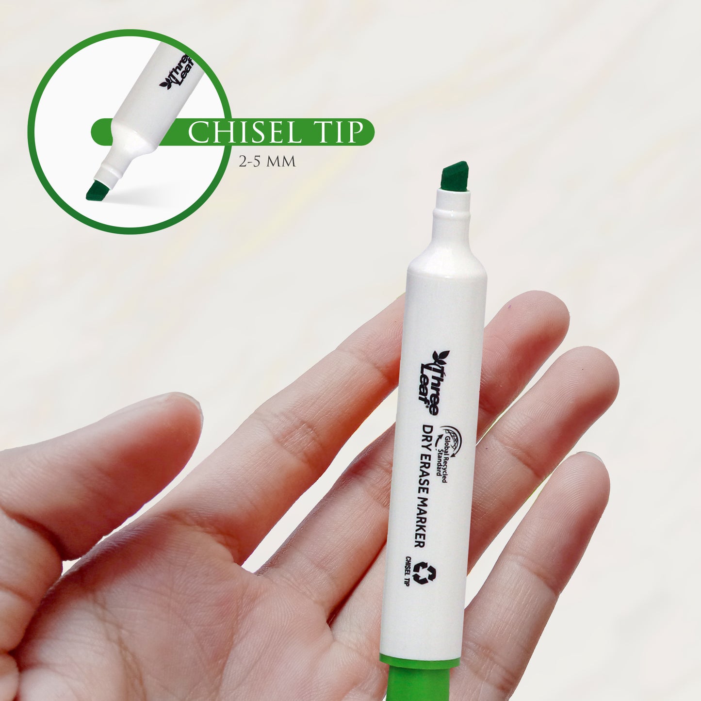 Three Leaf Dry Erase Marker 8 Pack, Assorted, Chisel Tip