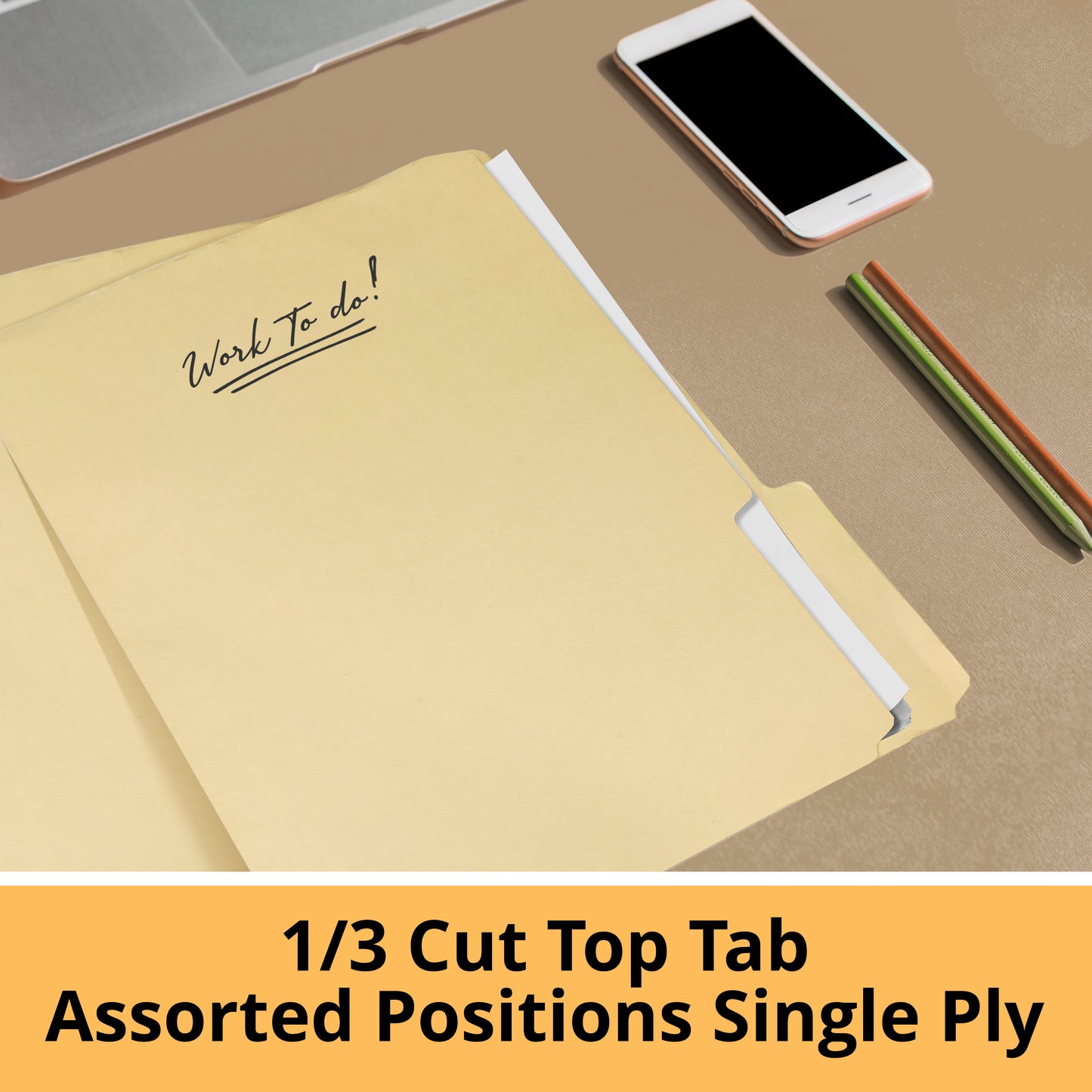 Three Leaf 12 Pack Manila Folder , 8.5 X 11, 1/3 Cut Tab