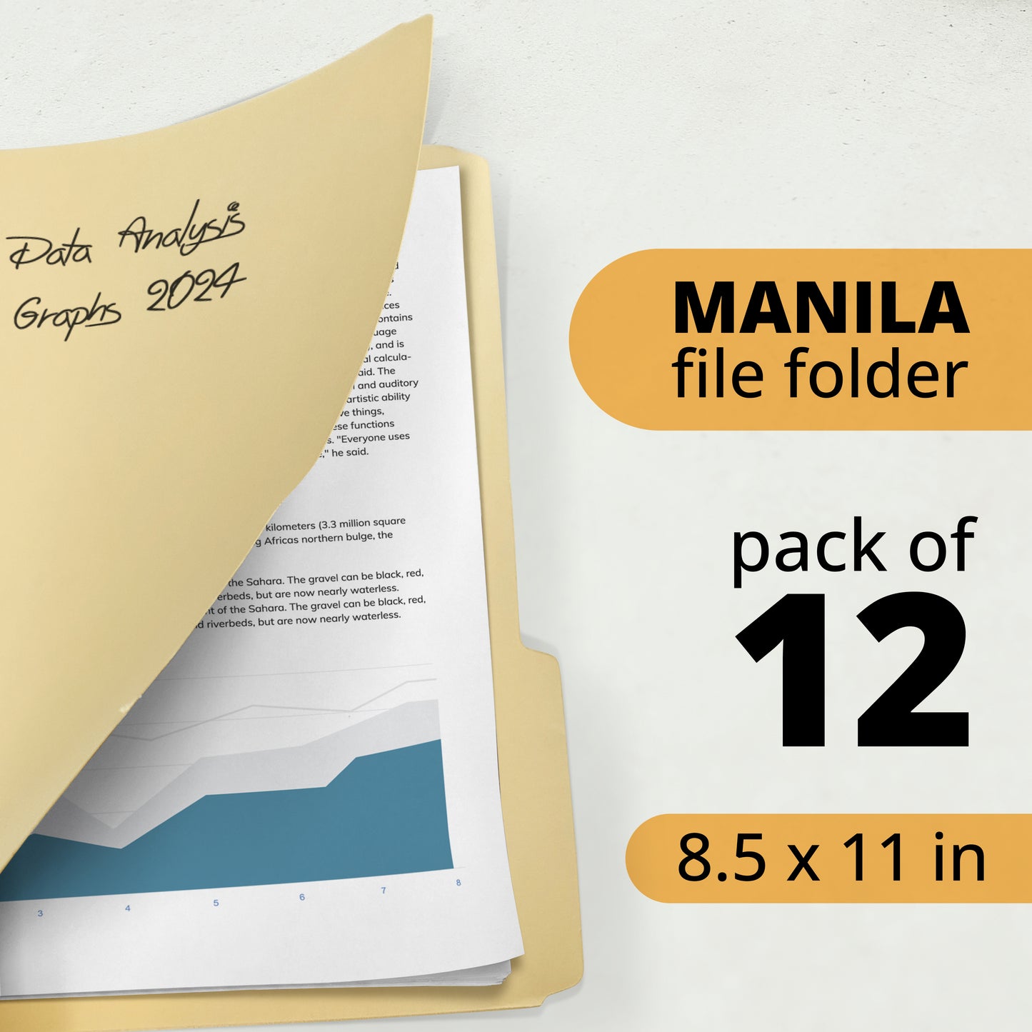 Three Leaf 12 Pack Manila Folder , 8.5 X 11, 1/3 Cut Tab