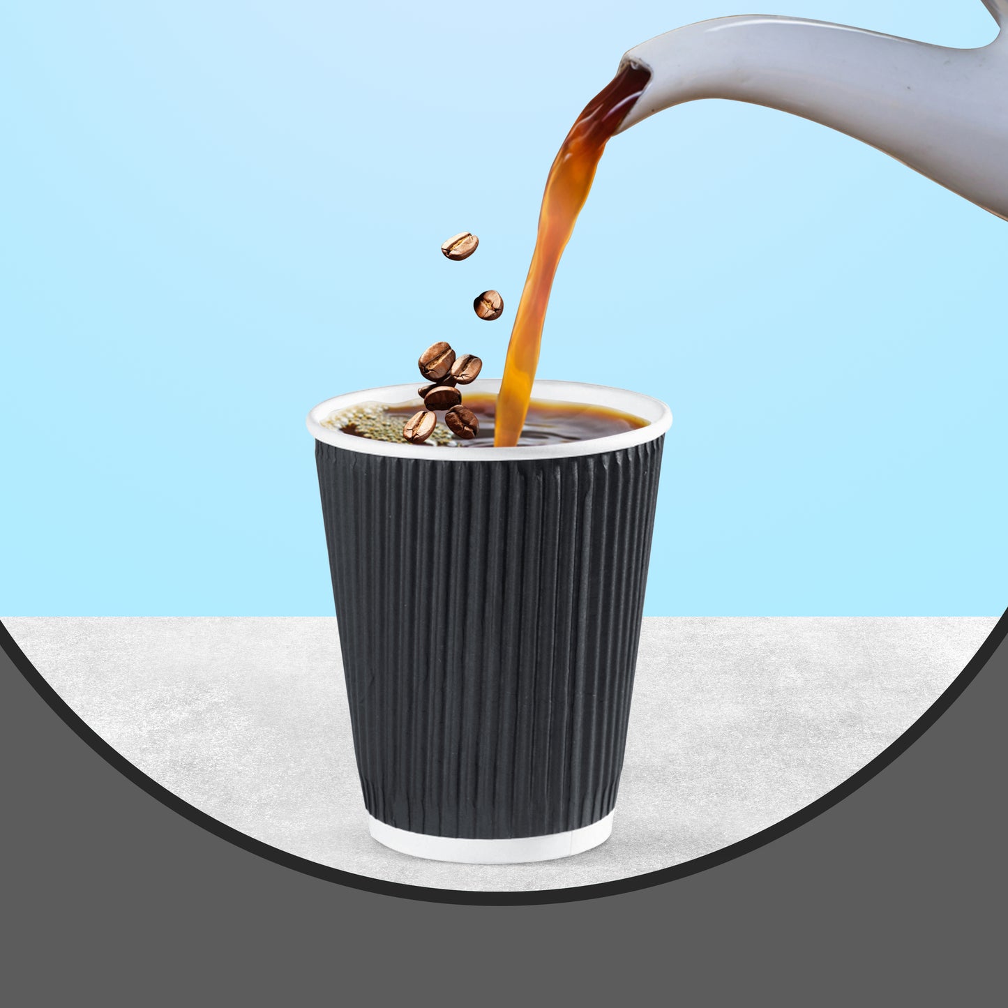 Three Leaf 9 Oz. Ripple Wall Cups, (Black) 900 Ct. (20 Packs Of 45)