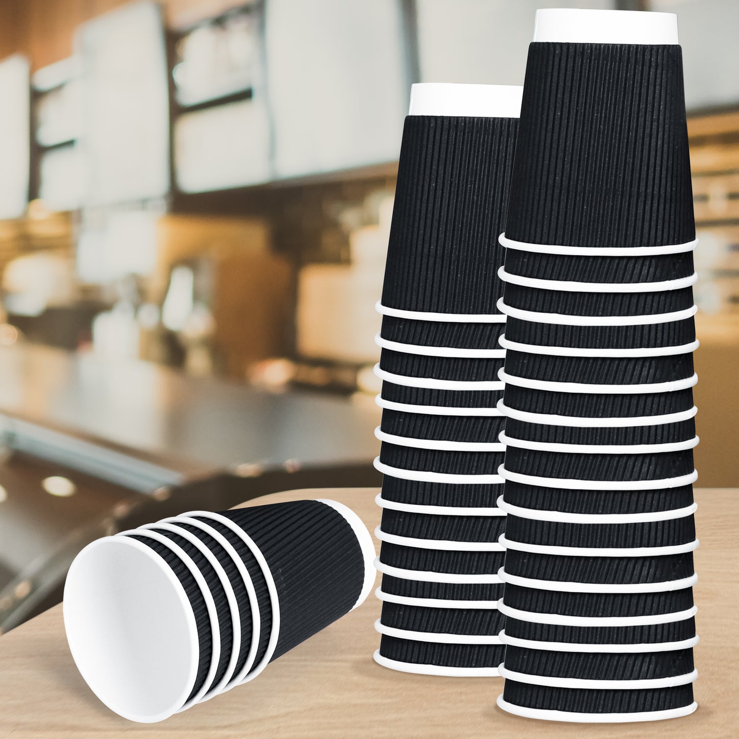Three Leaf 9 Oz. Ripple Wall Cups, (Black) 900 Ct. (20 Packs Of 45)