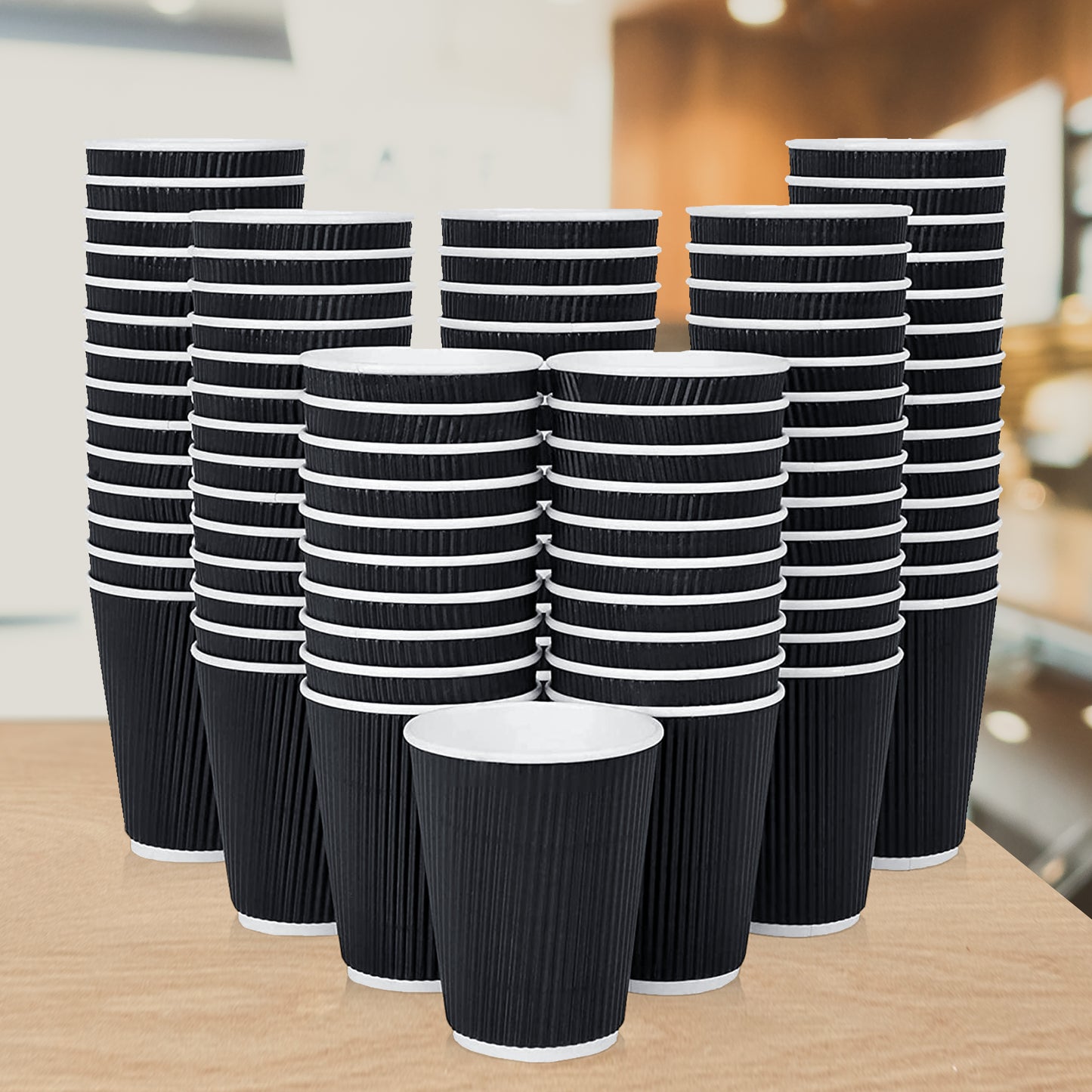 Three Leaf 9 Oz. Ripple Wall Cups, Individually Wrapped, (Black) 900 Ct. (20 Packs Of 45)