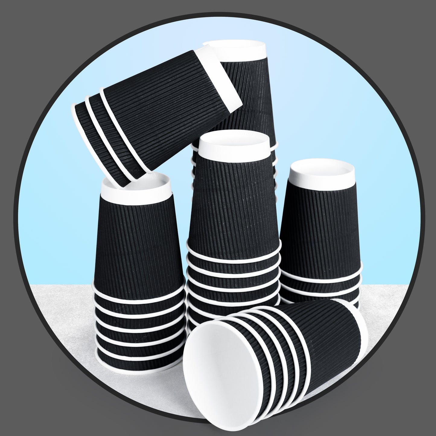 Three Leaf 9 Oz. Ripple Wall Cups, Individually Wrapped, (Black) 900 Ct. (20 Packs Of 45)