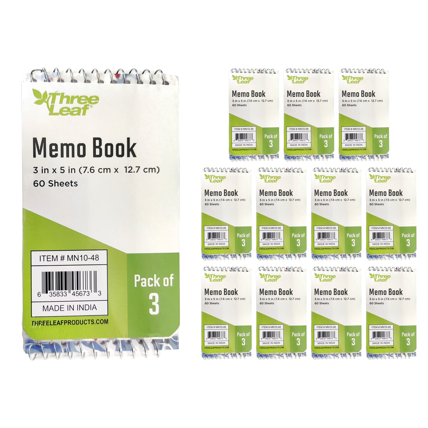 Three Leaf Memo Book 3X5 Top Bound-3Pk - 60 Sheets (Pack Of 3)