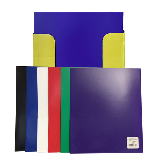 Three Leaf 2- Pocket Poly Portfolio With Prong, Solid Colors