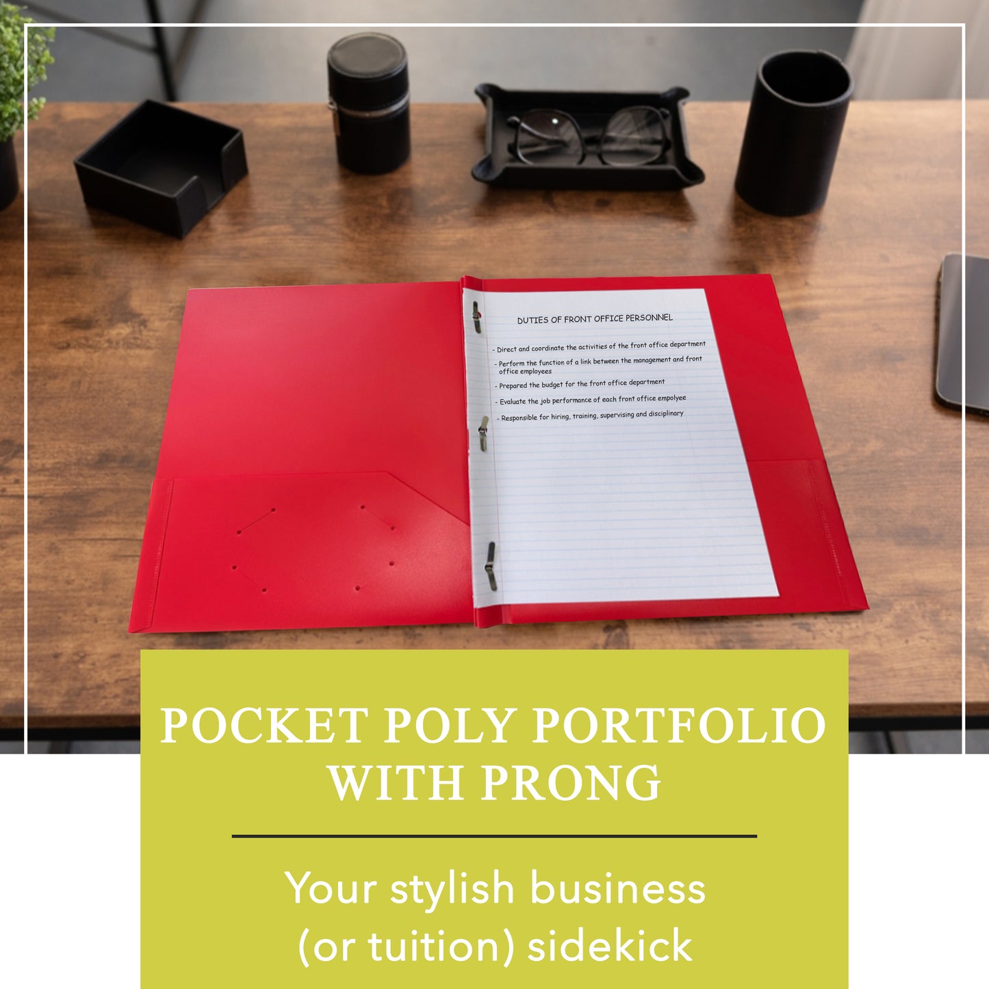 Three Leaf 2- Pocket Poly Portfolio With Prong, Solid Colors
