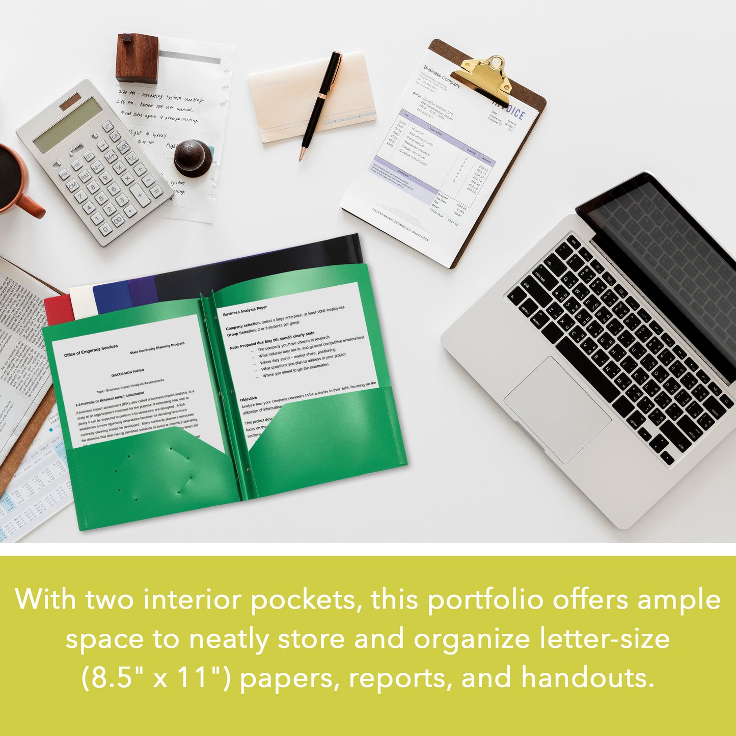 Three Leaf 2- Pocket Poly Portfolio With Prong, Solid Colors
