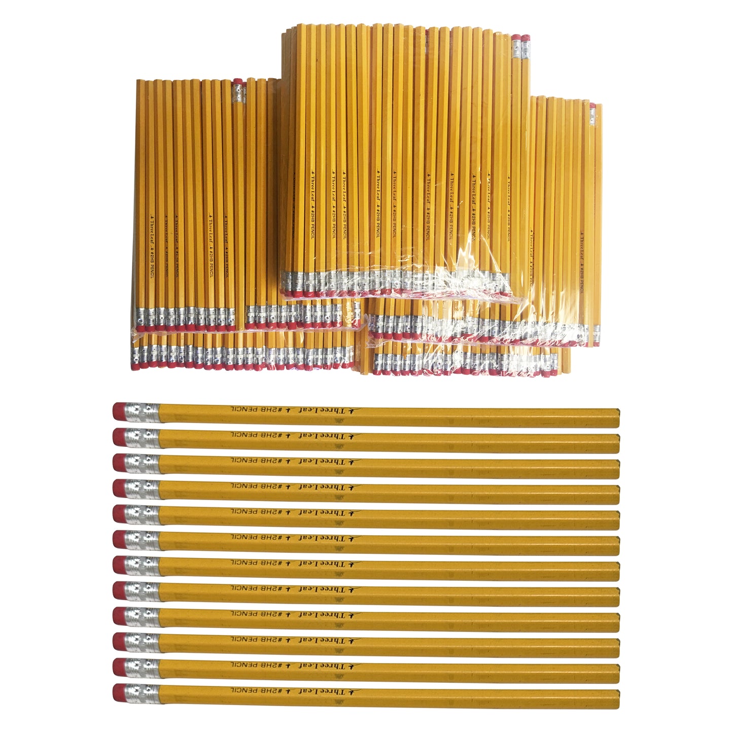 Three Leaf 500 Ct Yellow Pencil With Eraser, Bulk Pack