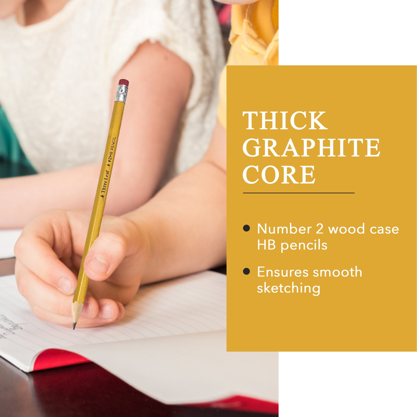 Three Leaf 500 Ct Yellow Pencil With Eraser, Bulk Pack