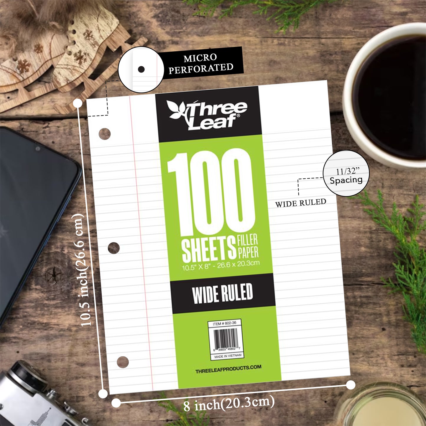 Three Leaf 100 Ct. Filler Paper Wide Ruled