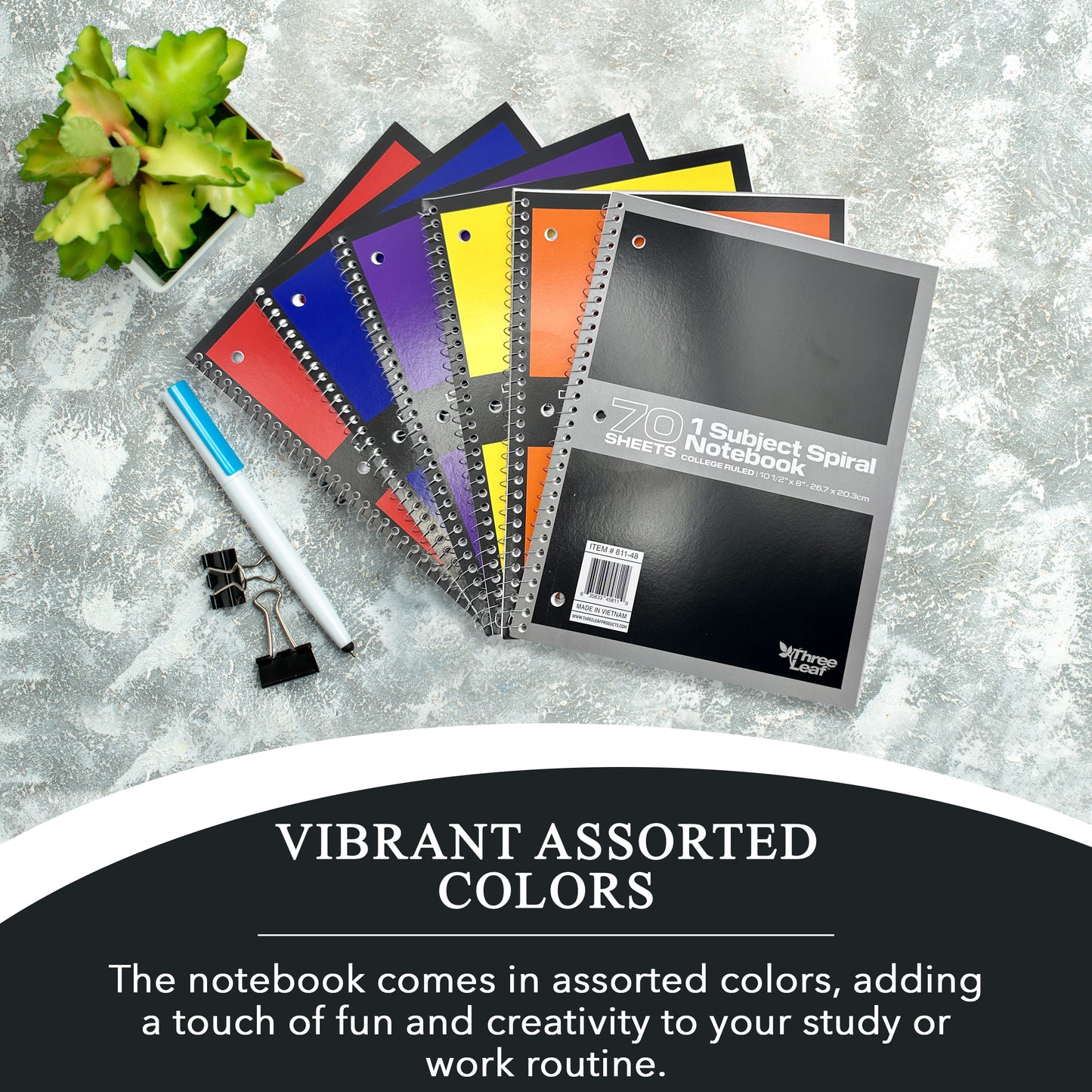 Three Leaf 70 Ct. 10.5 X 8 1- Sub Spiral Notebook, College Ruled