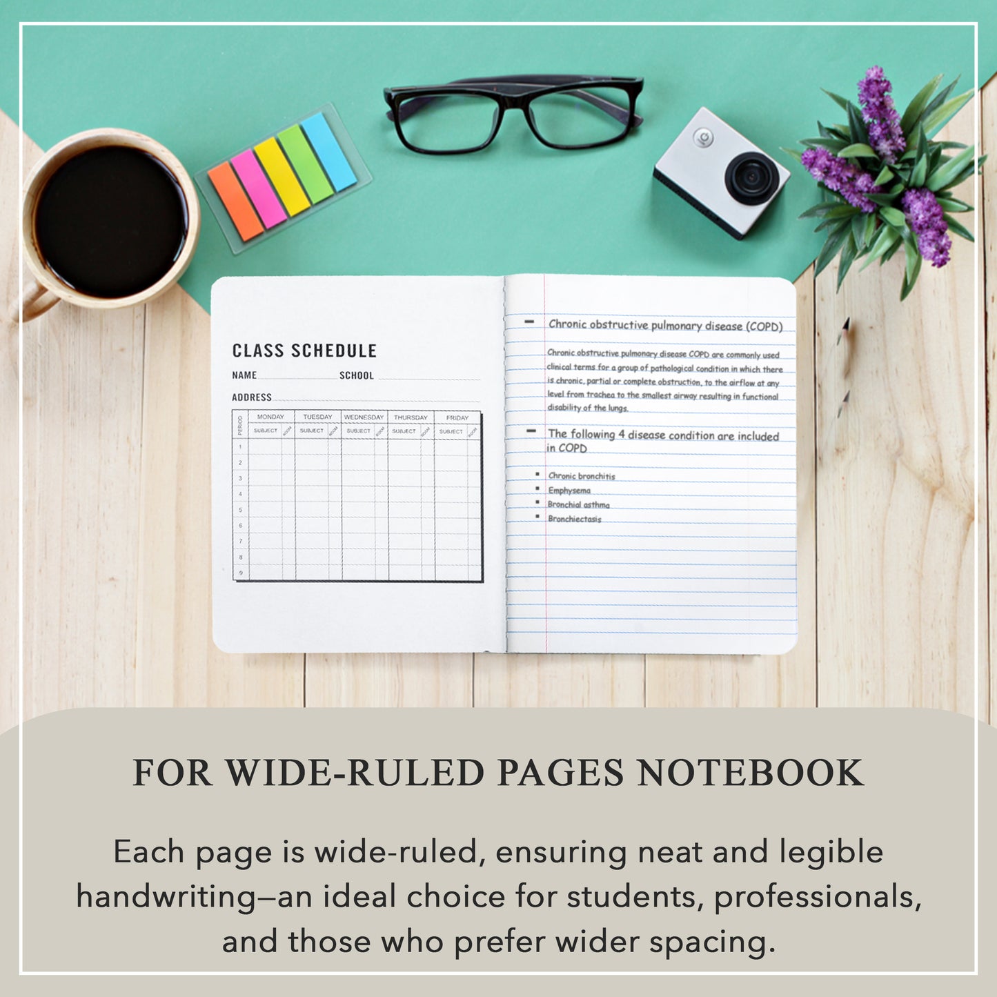 Three Leaf 100 Ct, 9-3/4 X 7-1/2, Composition Notebook, Wide Ruled